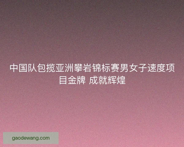 中国队包揽亚洲攀岩锦标赛男女子速度项目金牌 成就辉煌 中国队包揽亚洲攀岩锦标赛男女子速度项目金牌 成就辉煌