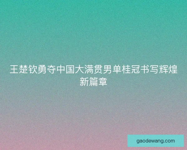 王楚钦勇夺中国大满贯男单桂冠书写辉煌新篇章