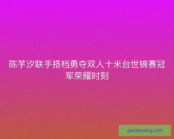 陈芋汐联手搭档勇夺双人十米台世锦赛冠军荣耀时刻